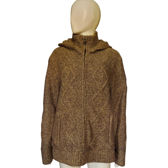 Royal Falcon Wool Blend Cable Knit Faux Fur Lined Hooded SweaterJacket - Picture 7 of 16